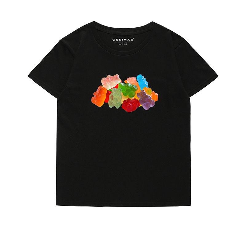 Women's Cotton T-shirt Gummy Bears Graphic Fashion Streetwear Shirt  Autumn and Winter Innerwear Comfortable  kawaii