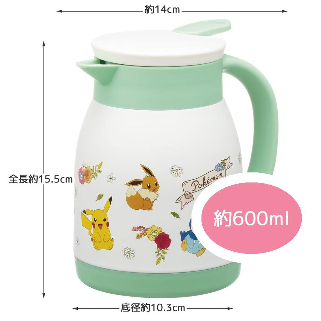 Skater Vacuum Stainless Steel Tabletop Pot Wide Mouth Pitcher Thermos 600ml Pokemon Antique Insulated/Cold-Preserving Double-Walled VSP6-A