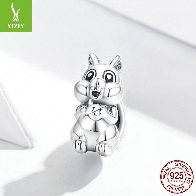 2021 Cute Squirrel Diy Bracelet Beaded, Cute Animal S925 Sterling Silver Bead String Ornament Bsc338