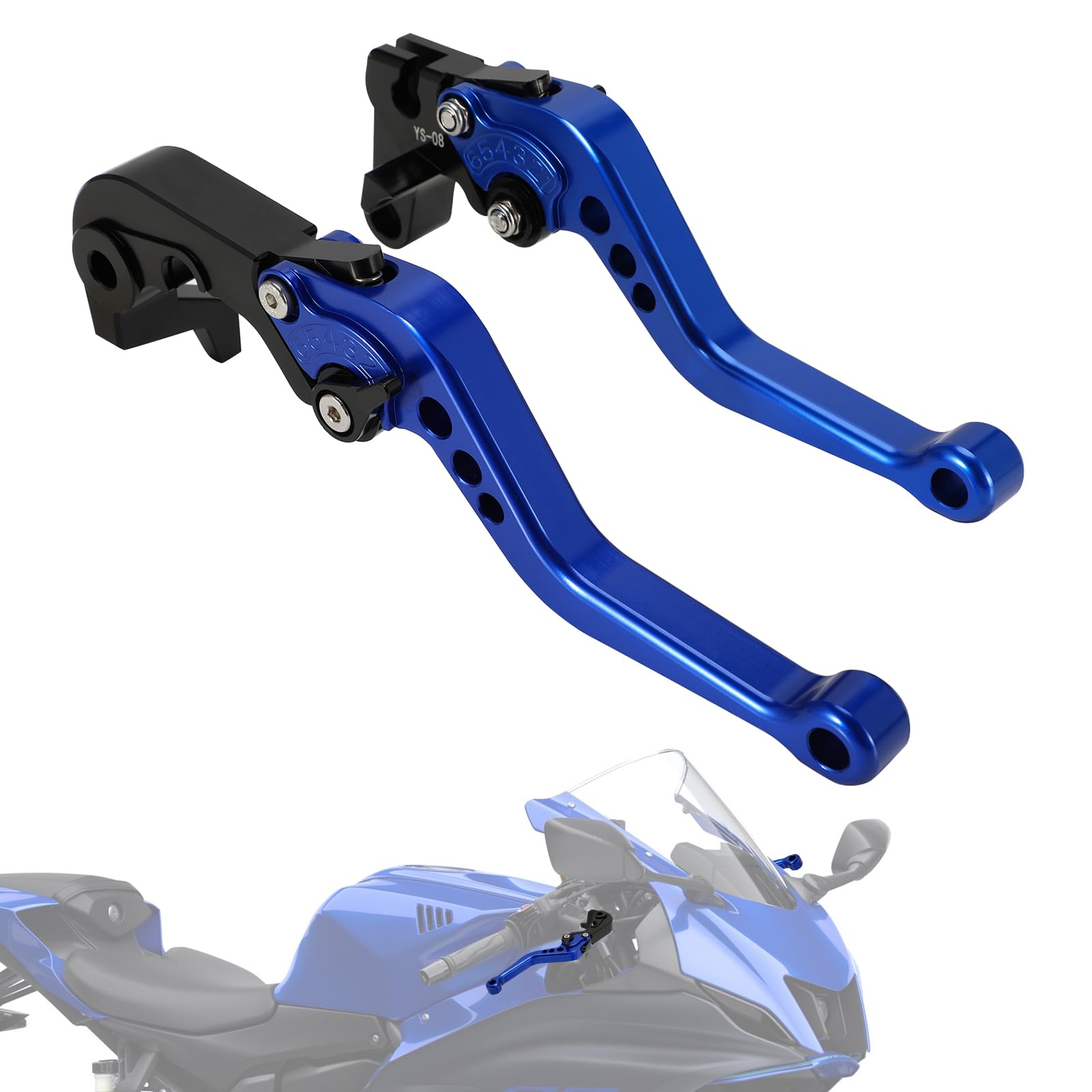 

JFG Motorcycle Brake Clutch Levers Set Adjustable Folding Aluminum For YZFR7 2022-2024 Motorcycle - Blue синій