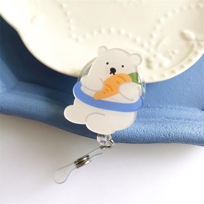 Cute Bear Retractable Badge Reel Work Card Clip Name Tag Nurse Badge Holder Chest Card Acrylic ID Card Clips Hospital Use