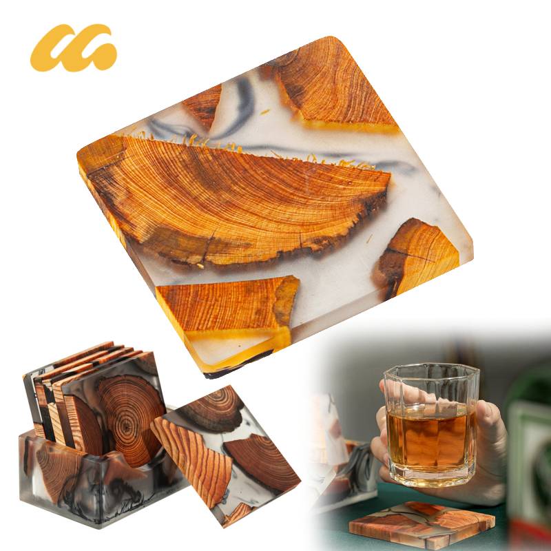 Resin Tea Coaster Japanese Style Wooden Resin Insulation Simple Cup Holder Creative Gasket Tea Ceremony Spare Part Household Mat