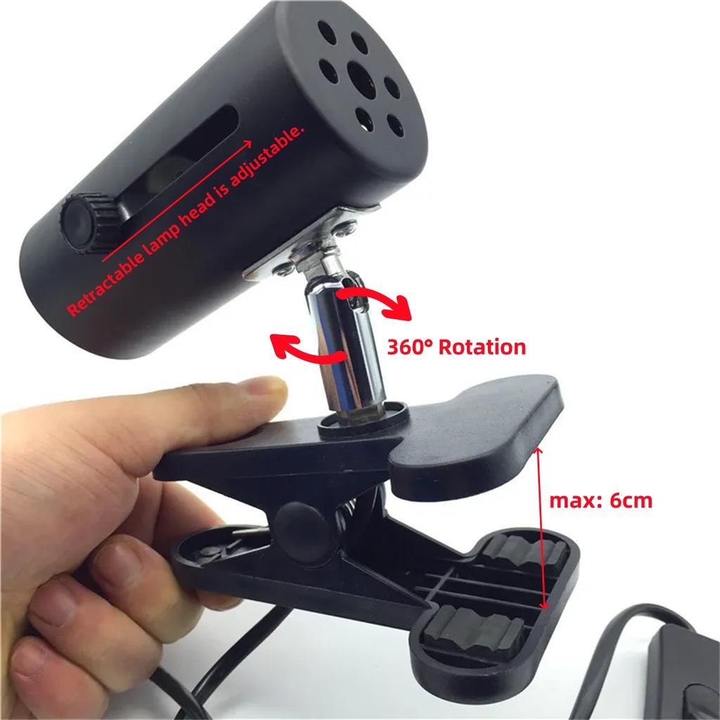 1Set Reptile Heating Lamp Kit 360 Degree Rotation Clamped UVA/UVB Lamp Rack Thermometer Hygrometer EU Plug 25/50/75/100/150/200W