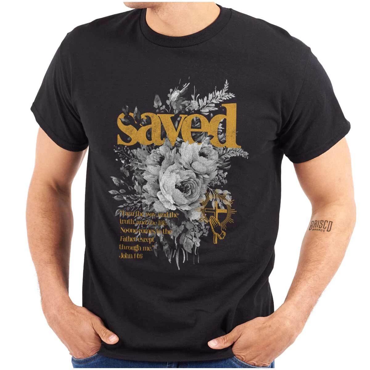 Christian Religious Roses Saved Scripture Womens or Mens Crewneck T Shirt Tee M