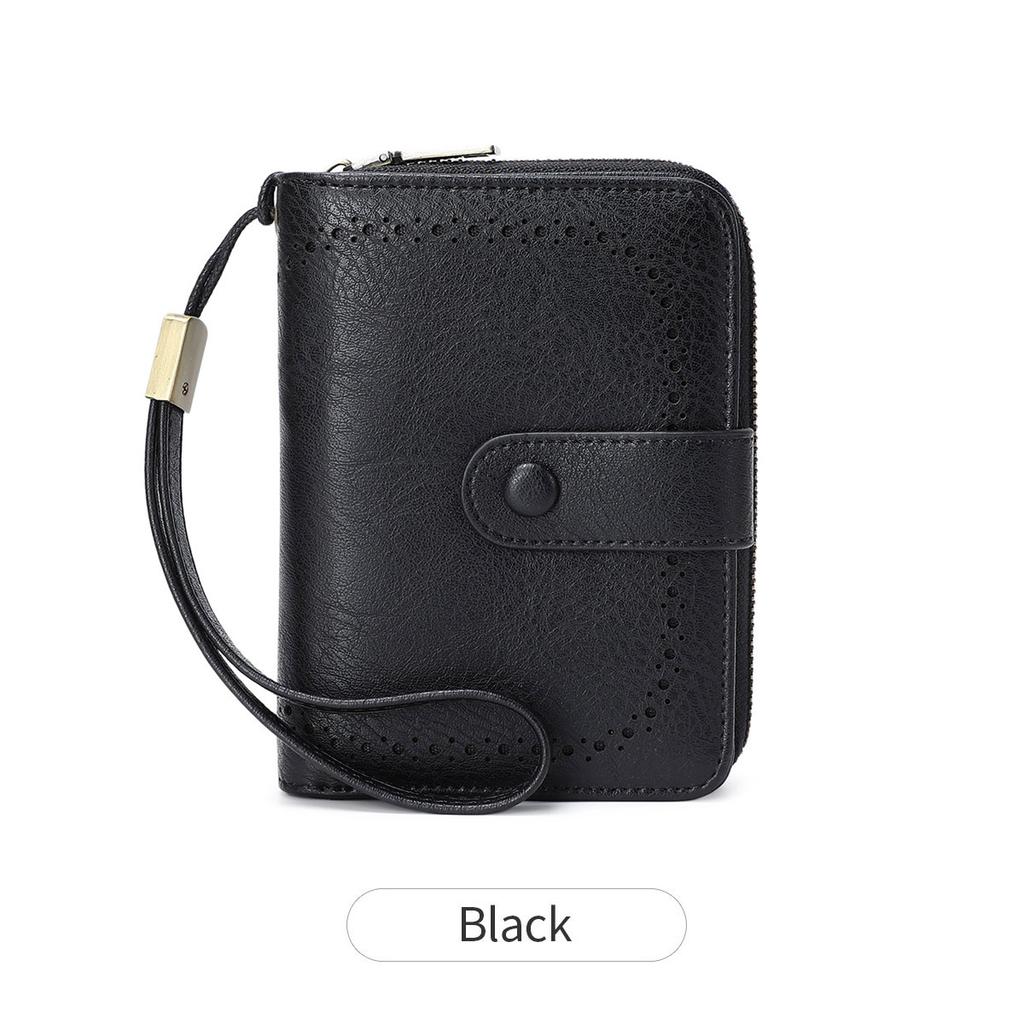 New anti-theft brush women's wallet oil wax leather short wallet retro multi-functional organ card bag