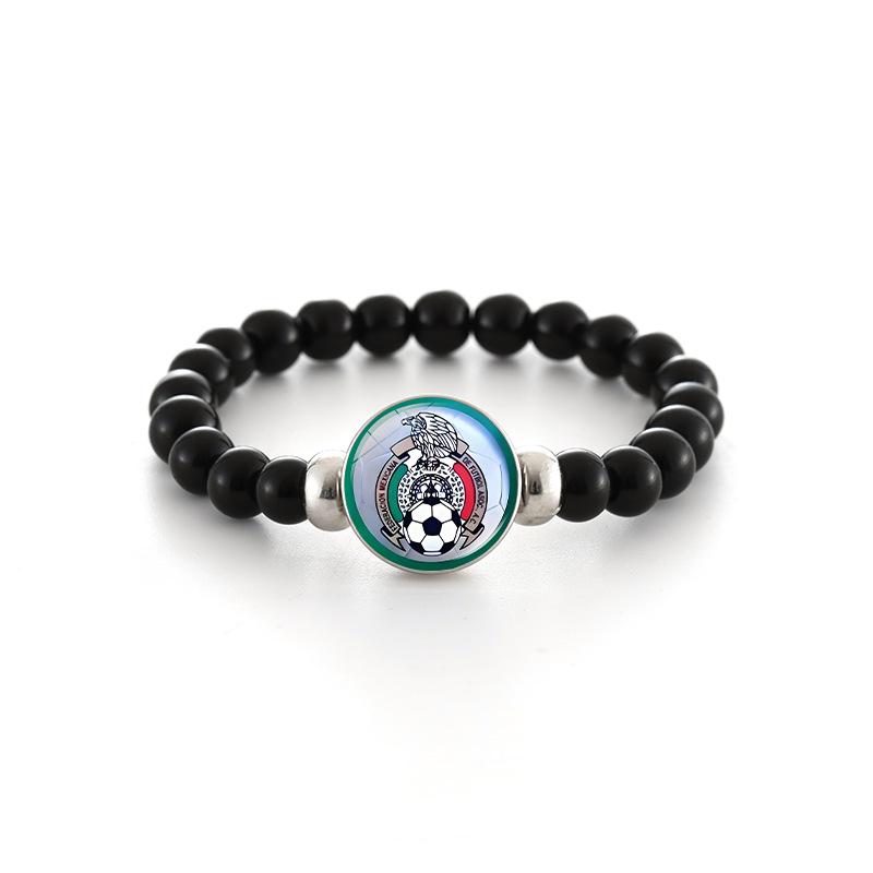 2026 World Cup Black Gemstone Bracelet: Handcrafted Jewelry Accessory