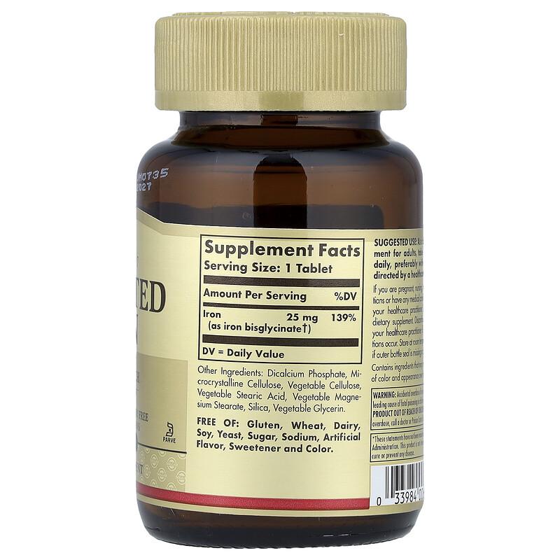 Chelated Iron, 100 Tablets (25 mg per Tablet)