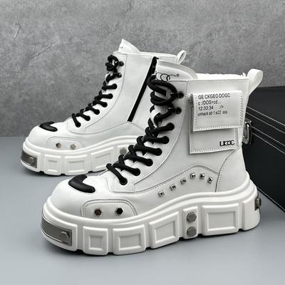 Street Hip Hop Dance Punk Motorradstiefel Herrenstiefel Modedesign Metalldekoration Nieten Lederstiefel