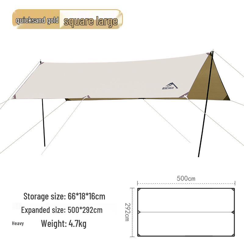 Silver Coated Large Outdoor Camping Sunshade Tent - Rainproof Pergola for Picnics