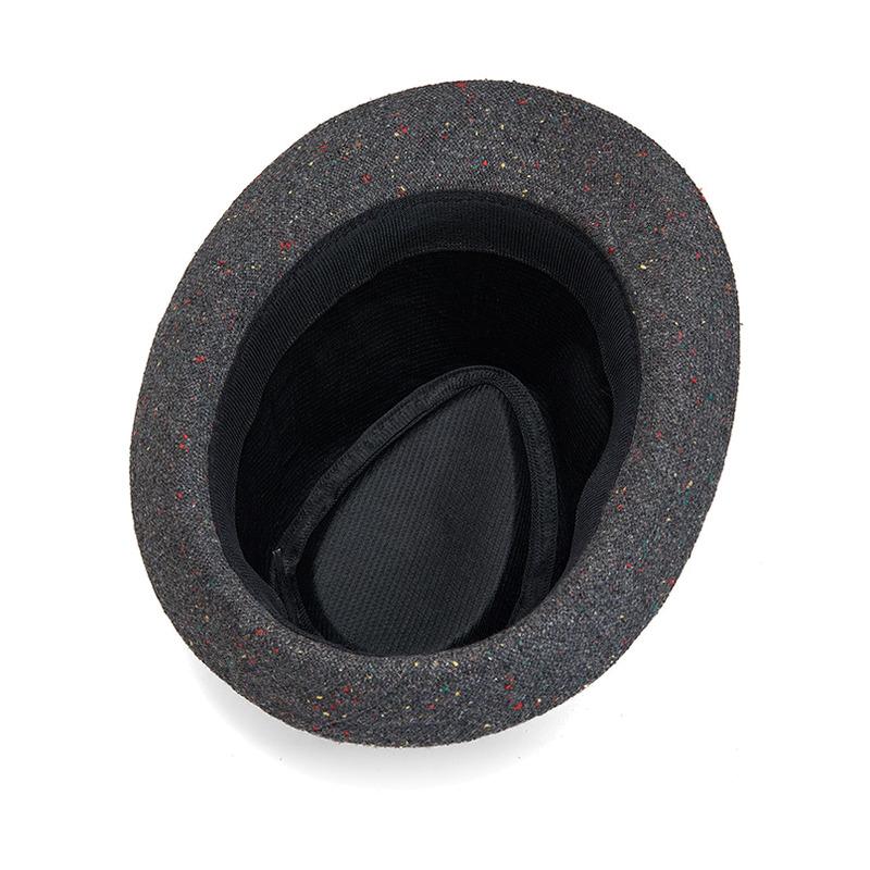 Vintage Tweed Fedora Hat for Men Warm Winter Jazz Cap British Style