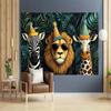 Birthday Party Animals Backdrop Funny Safari Lion, Zebra and Giraffe Photography Background