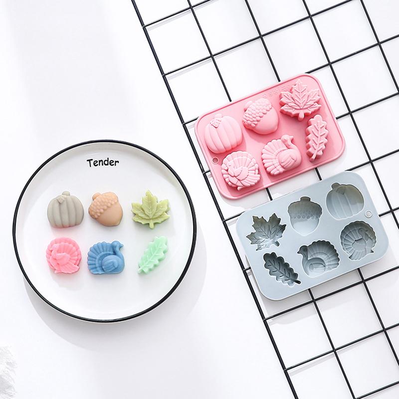 Fall Thanksgiving Silicone Mold, 3D Pumpkin Silicone Mold Halloween Autumn Pumpkin Maple Leaf Acorn Turkey Shape Chocolate Mold