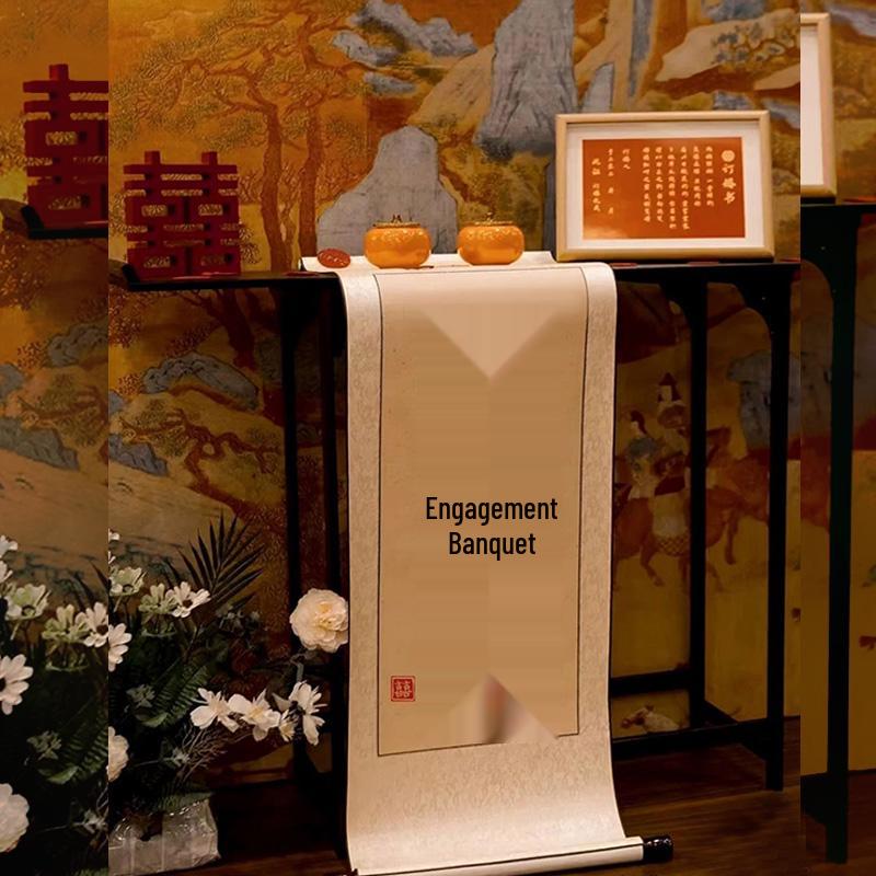 Chinese Style Calligraphy Scroll for Wedding Engagement Banquet Decor