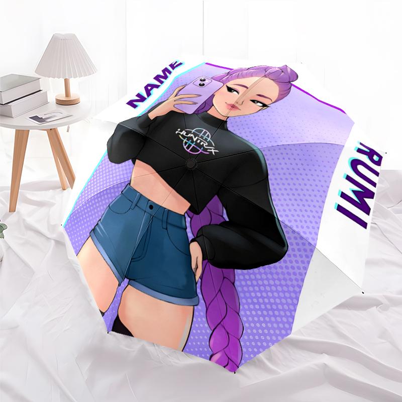 Personalized Name K-KPop Demon Hunters Print Umbrella - Automatic Open/Close, Eight-Rib Durable Frame, Automatic Folding Umbrella
