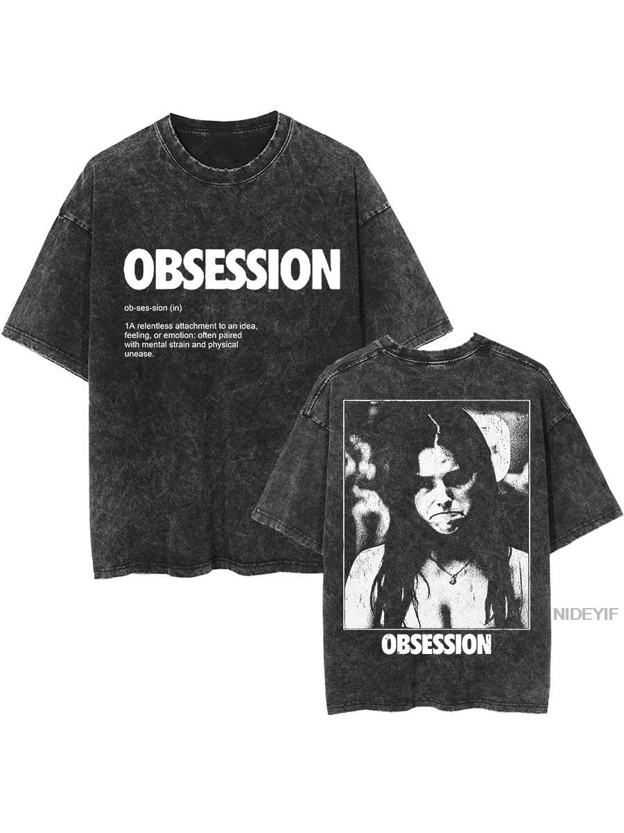Obsession Horror Movie Oversized T shirt 100 Cotton Vintage Washed Tshirt for men women hiphop streetwear OBS10 S