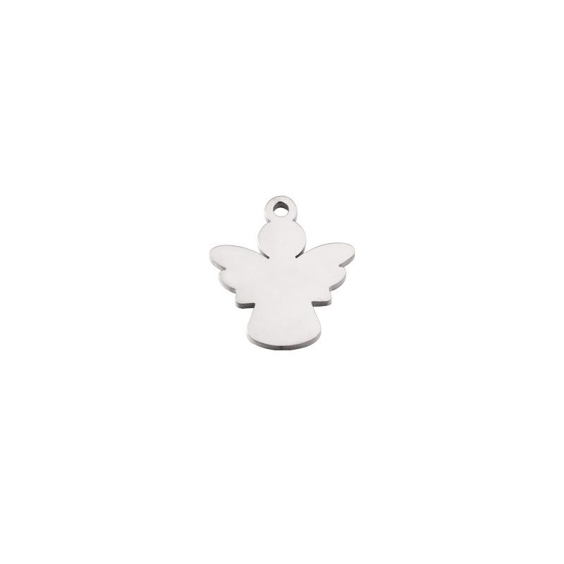 Angel Pendant Necklace & Bracelet - Mirror Stainless Steel, DIY Customizable with Laser Logo 20*17mm Angel