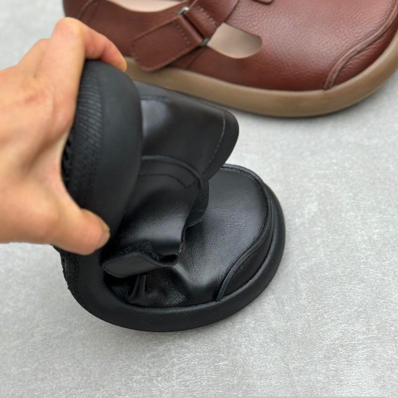 Johnature Retro Handmade Loafers Genuine Leather Women's Shoes Round Toe Casual Cowhide Women's Flat Shoes