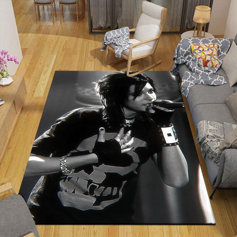 Bill Kaulitz Flannel Printed Carpet, Home Sofa Decoration for Living Room & Bedroom, Non‑Slip Play Flannel Floor Mat for Game Room