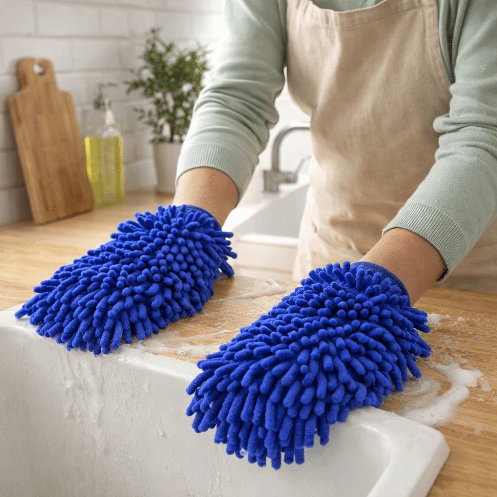 2 pieces Double-sided Car Wash Glove Elastic Washing Gloves Soft Cleaning Mitts  Auto Cleaning