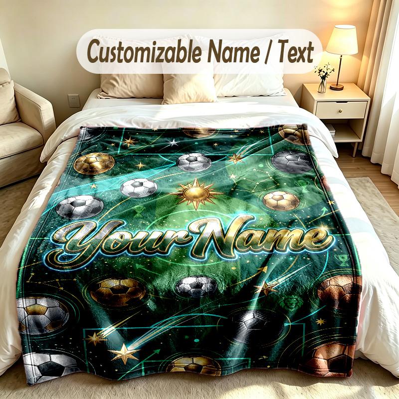 Space Cosmic Theme Custom Blanket Personalized Name & Text Customized Soft Warm Throw Blanket Home Decor