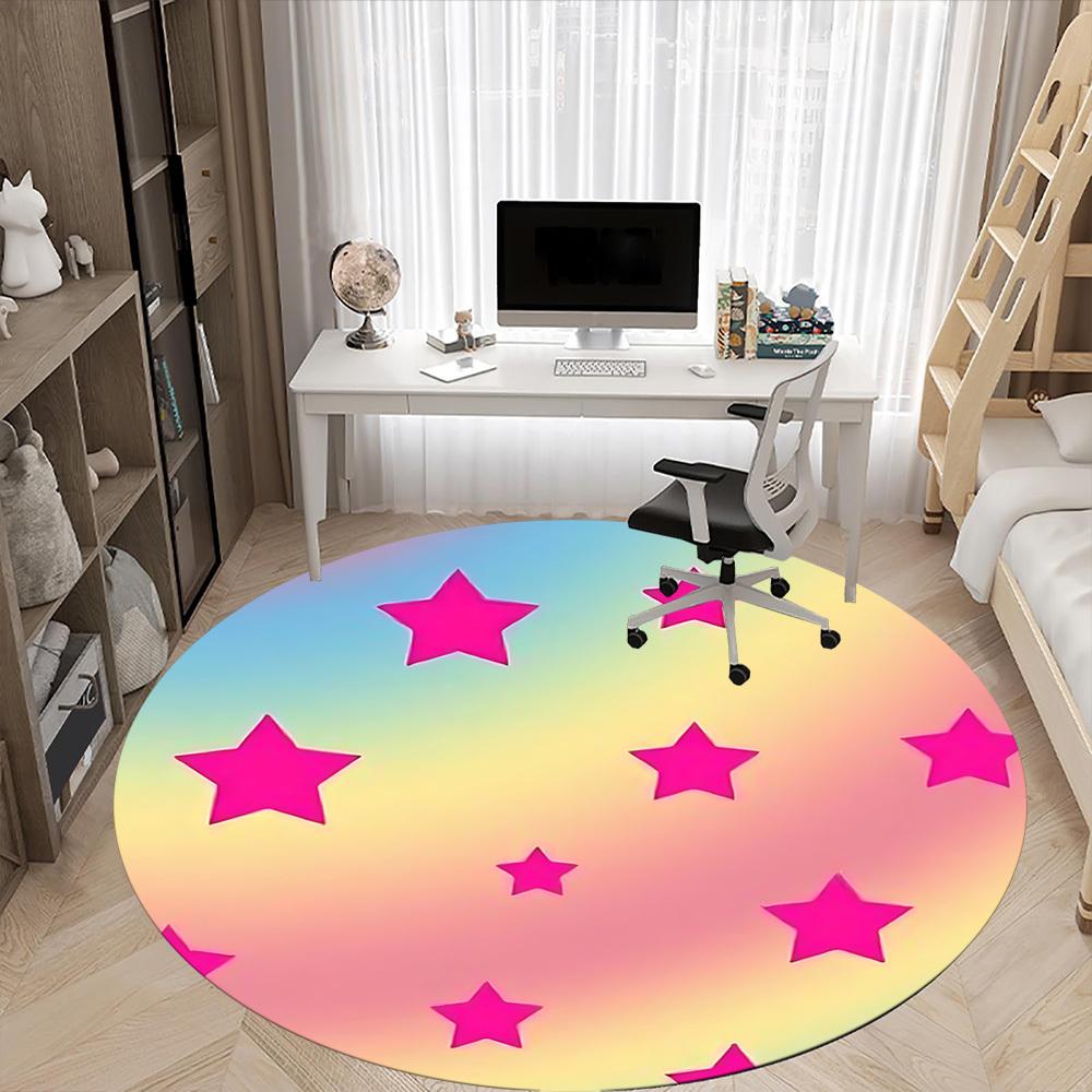 1pc Star PatternChair Carpet for Office, Indoor Non-Slip Washable Polyester Fiber Carpet, Mat For Office, Machine Washable