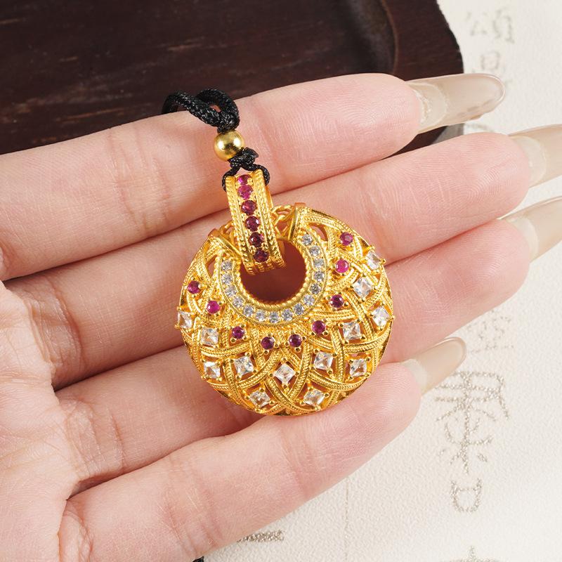New Chinese Style Retro Palace Style Hollow Versatile Necklace Pendant 60CM(Necklace Long)