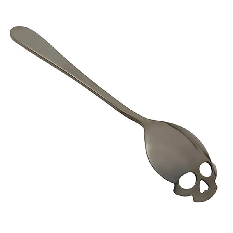 

1PCS Coffee Spoon Creative Skull Shape Teaspoon Stainless Steel Tableware Dessert Coffee Scoop For Tea Sugar Christmas Gifts чёрный