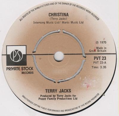 Disque 7 pouces TERRY JACKS - Christina PVT23 Private Stock 1975 UK Rock Occasion