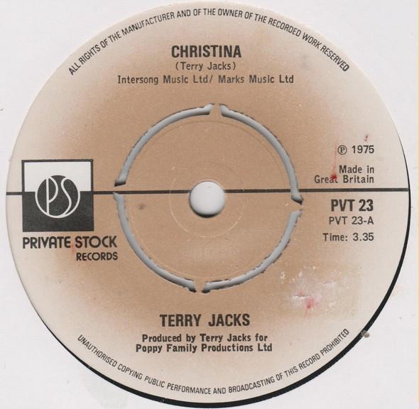 

7inch Record TERRY JACKS - Christina PVT23 Private Stock 1975 UK Rock Used