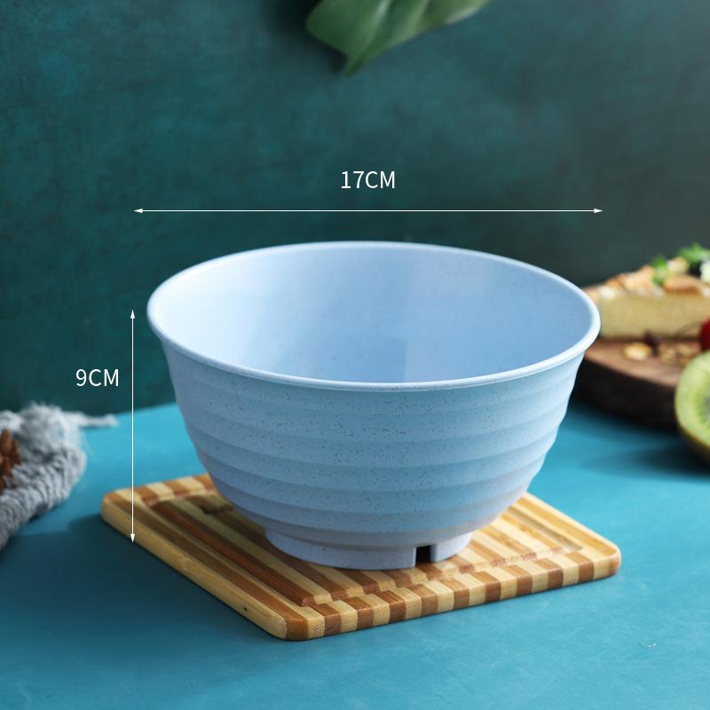 Nordic Colored Wheat Straw Bowls Circular Shatter Resistant Plastic Tableware Bowls For Household Use