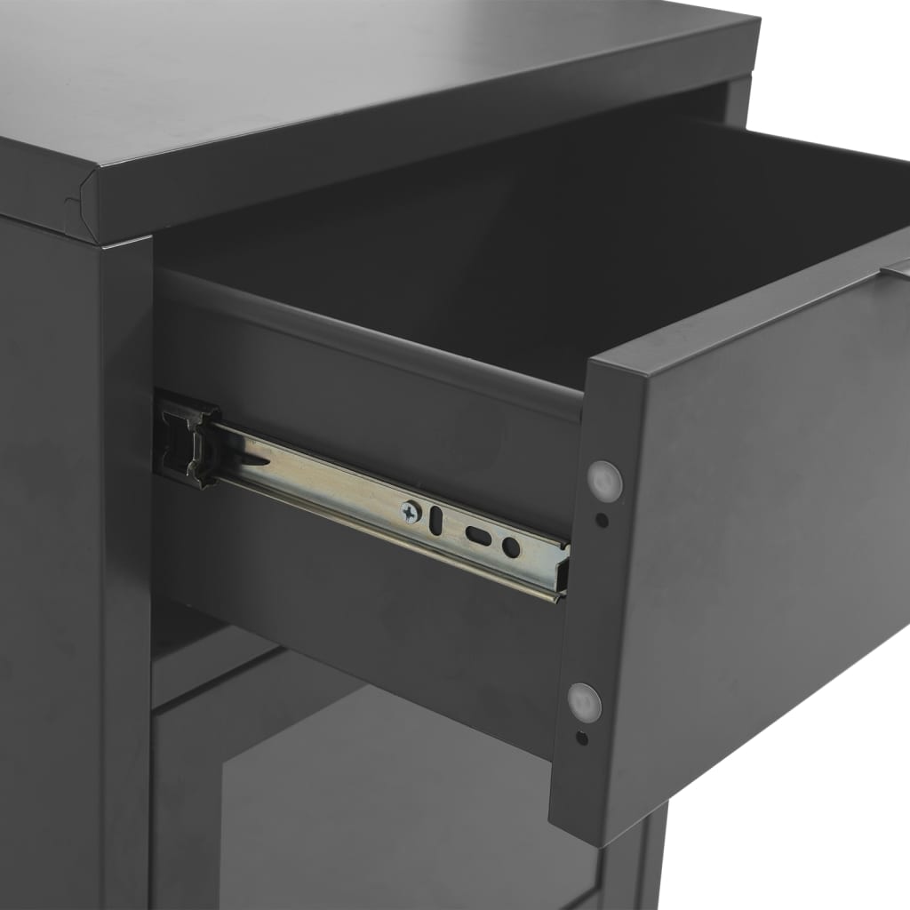 Nightstands 2 pcs Anthracite 40 x 30 x 54.5 cm Steel and Tempered Glass