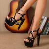 Steel Pipe Fashion Show Platform High Heeled Sandals - European & American Style, Waterproof, Absolutely Beautiful.