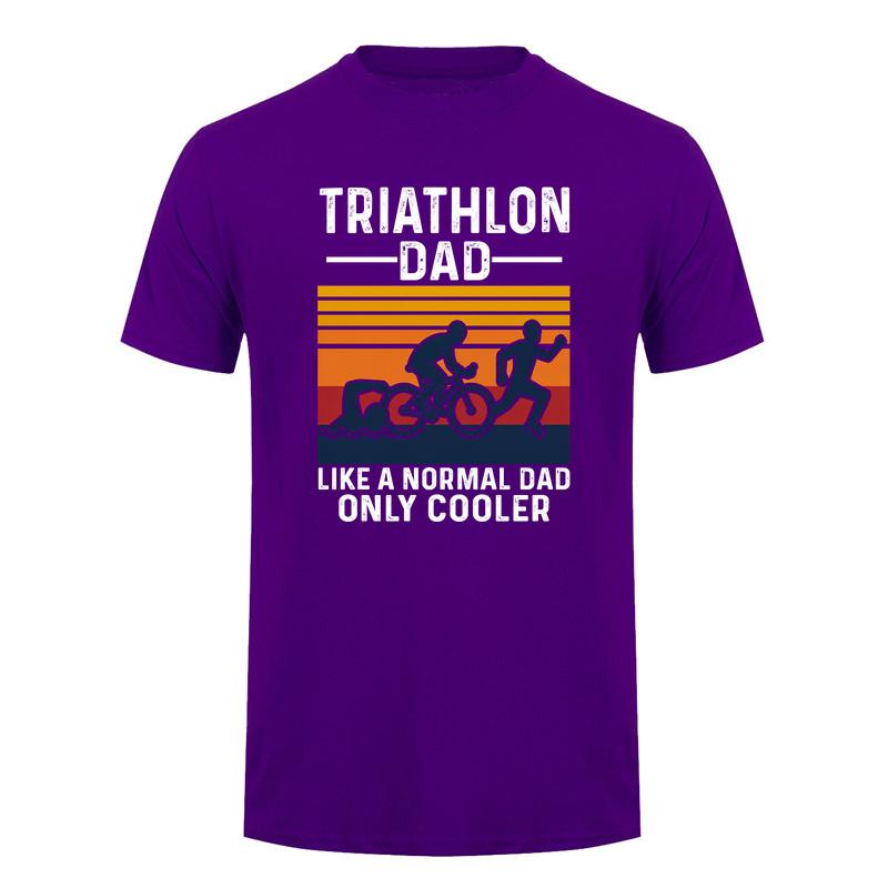 Triathlon Dad T Shirt Unisex Vintage Sports Graphic Tee Swimming Cycling Running Gift For Dad Father Day Casual Shirt DA