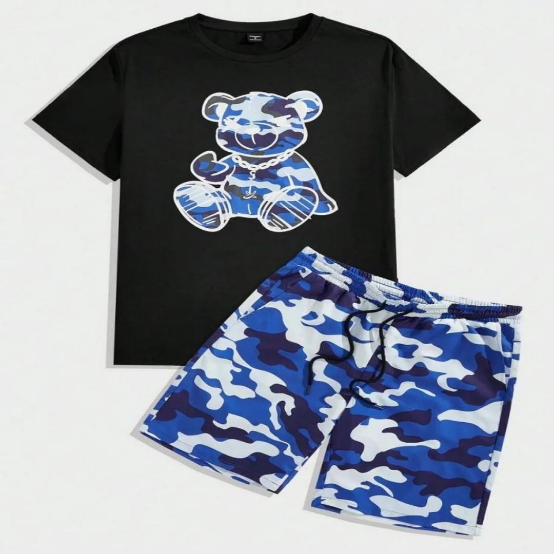 

Summer Daily Men s Casual Shorts 3D Black and White Printed Men s T-shirt Shorts Set City Street Men s Fashion Short Sleeves XXXL