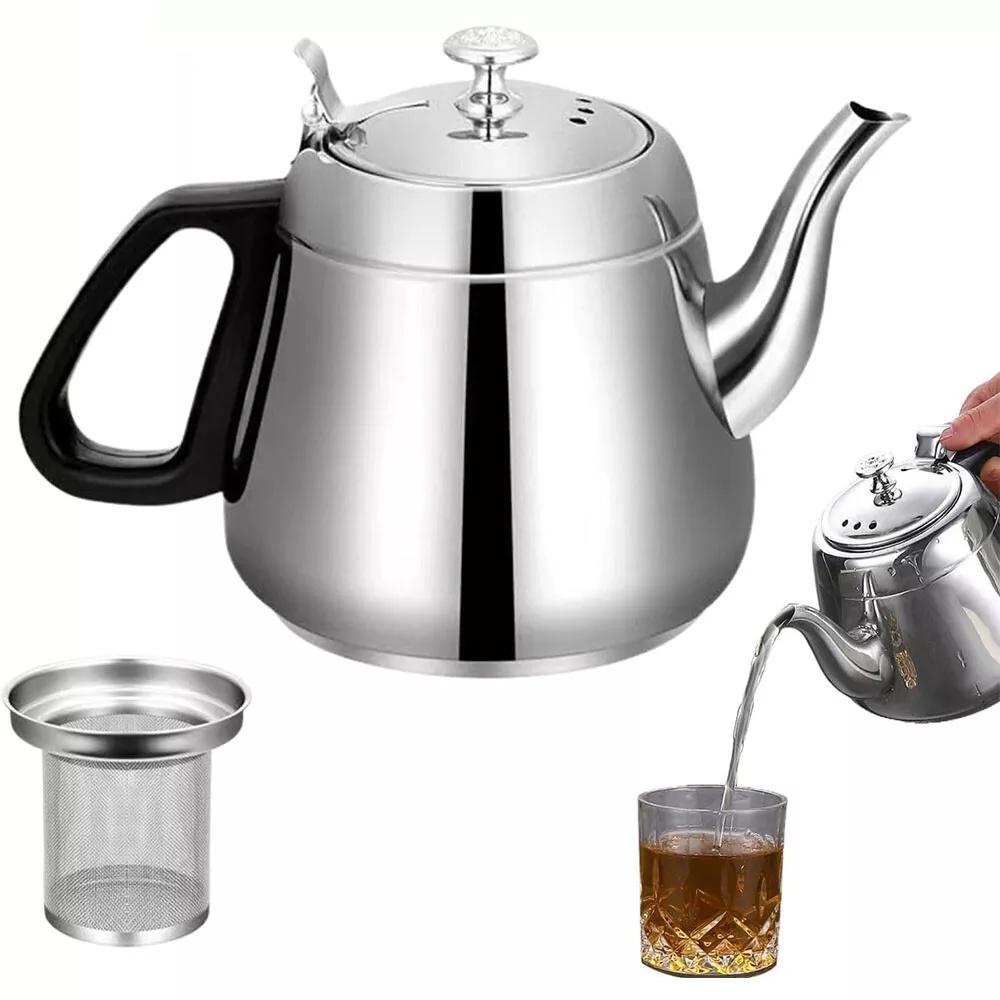 Teekessel 1,5l Edelstahlkessel Kaffeekessel 2l Teefilter für Restaurant Café Täglichen Gebrauch