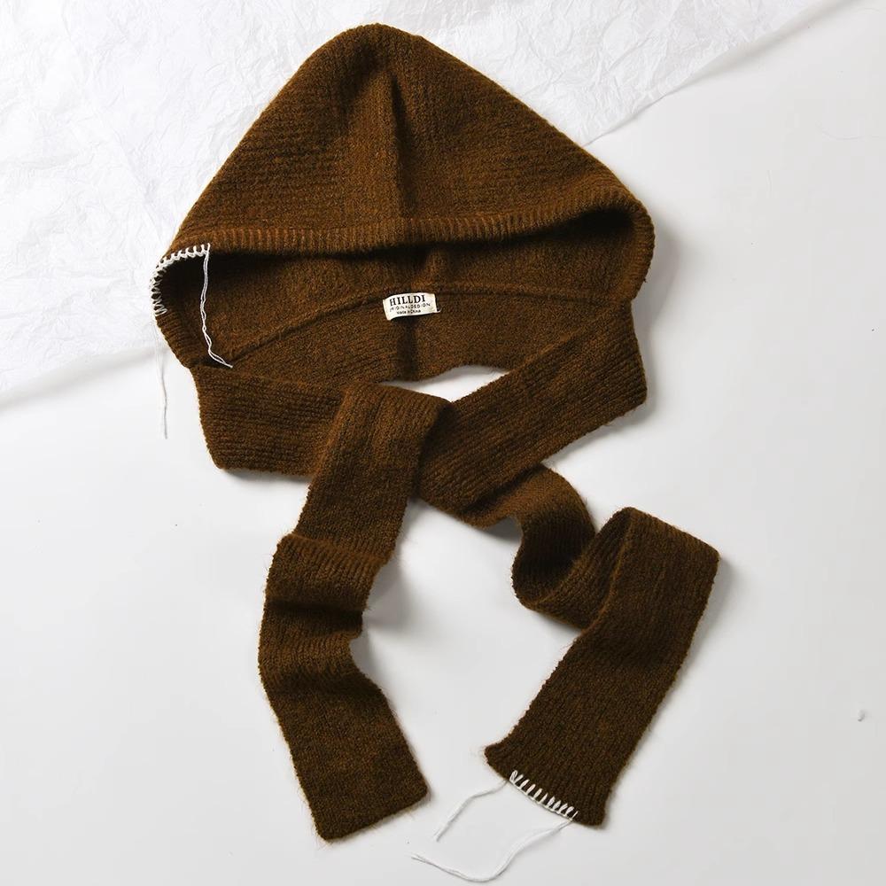 

Высококачественная балаклава Женская верхняя одежда со шнуровкой Однотонная вязаная теплая шапка из шерсти для защиты ушей на осень и зиму Новый стиль one size