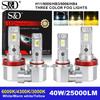 2 Adet Üç Renkli H8 H11 LED Sis Lambası Ampulleri 9005 HB3 9006 HB4 3 Renkli Switchback Sürüş DRL Lambası Tak-Çalıştır 6000K Beyaz 4300 Sıcak Beyaz 3000K Sarı