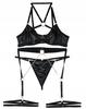 Sexy Women's Underwear Set: Bra, Belts, Chains, Thongs, Pink M