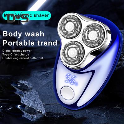 Men Electric Shaver Digital Display USB Rechargeable Mini Travel Rotary Razor Portable Cordless Hair Beard Trimmer Remover Tool Father Boyfriend Gift