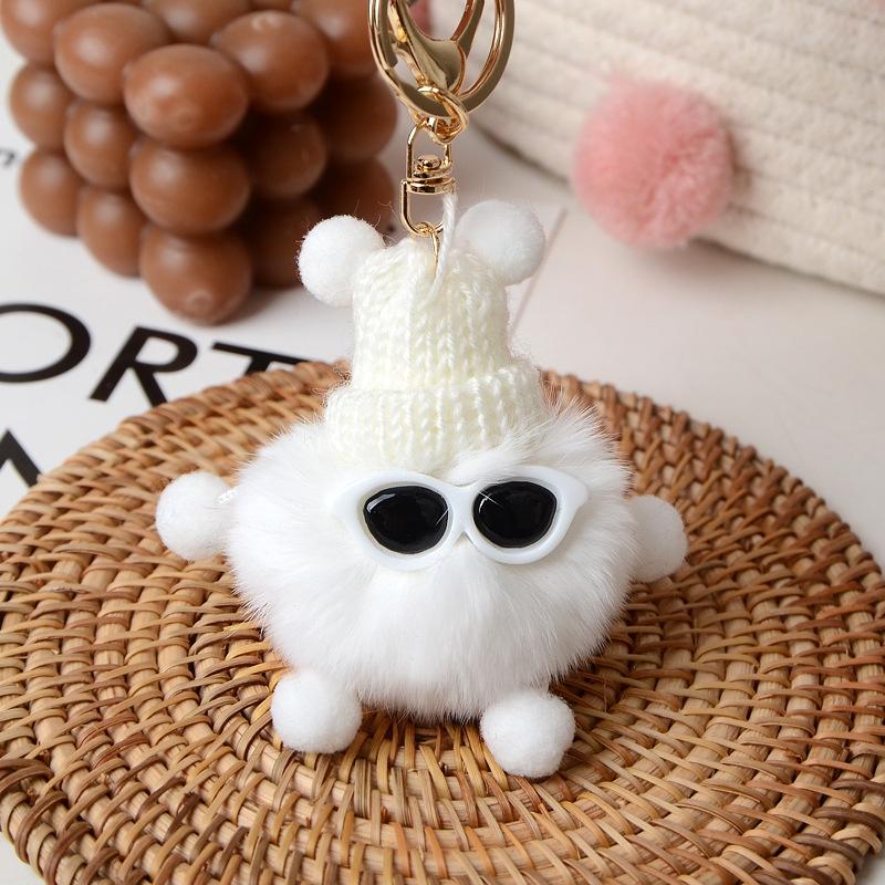 Cute Fluffy Elf Car Keychain With Real Rabbit Fur Ball