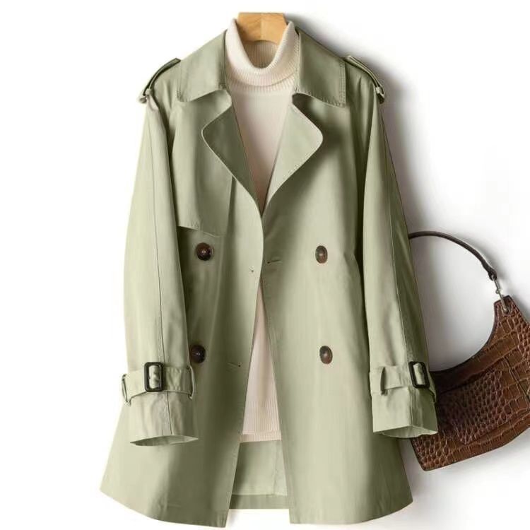Trench da Donna Autunno Coreano Doppiopetto All-Match Casual Ampio Antivento Femminile Capospalla Soprabito Signora