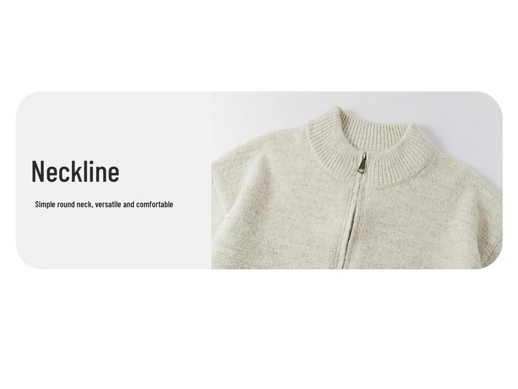 Men's Retro Stand Collar Knit Cardigan - Autumn Casual Loose Fit Zipper Sweater Jacket