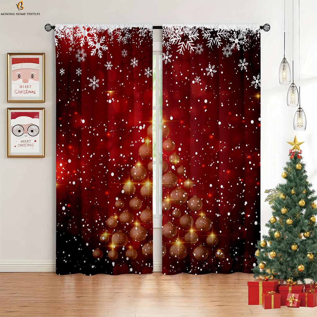 Tende Finestra Calzini di Natale Pupazzo di Neve Babbo Natale Stampate Tende Camera da Letto Soggiorno Decorazioni Festa di Capodanno Tende