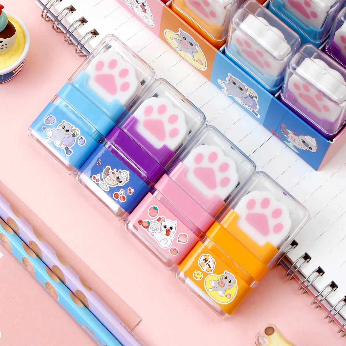 

Очаровательный мультяшный ластик в виде кошачьей лапки для учеников начальной школы - Креативные канцелярские товары Cat Paw Roller - Mixed Color - 1 Piece