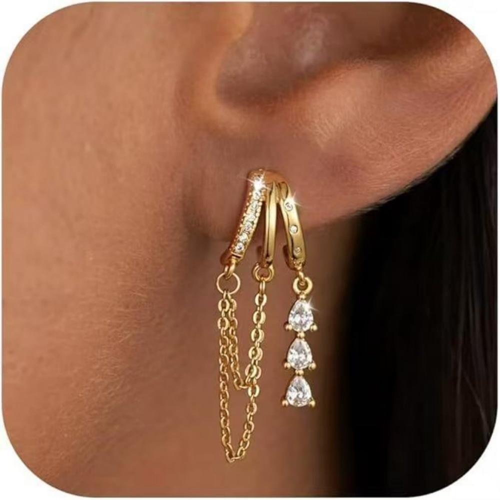 14K Gold-Plated Irregular Claw Shaped Earrings Chain Earrings Elegant Tassel Earrings Jewelry Gifts for Women Fashion Design