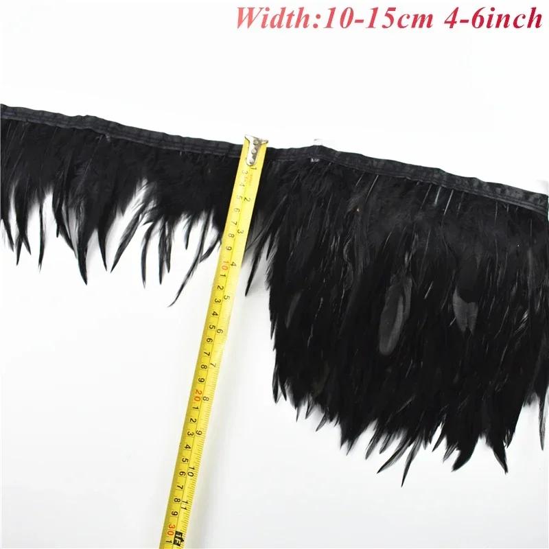 1Meters Black White Feathers for Needlework Ribbon Tape Fringe Feather Trim Pheasant Turkey Ostrich Goose Marabou Sewing Clothes