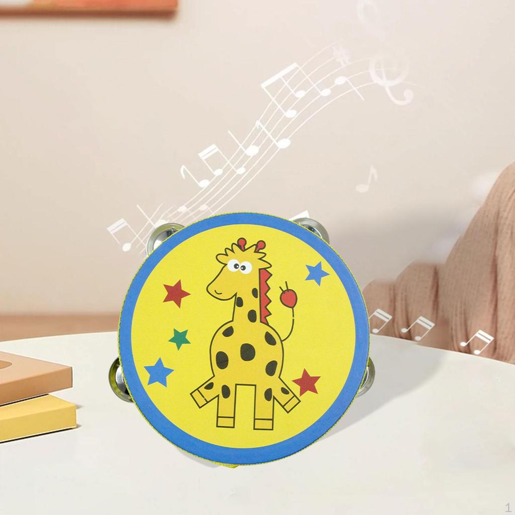 Wood Handheld Tambourines Double Rows Tambourine Drum Bell for Game Toys