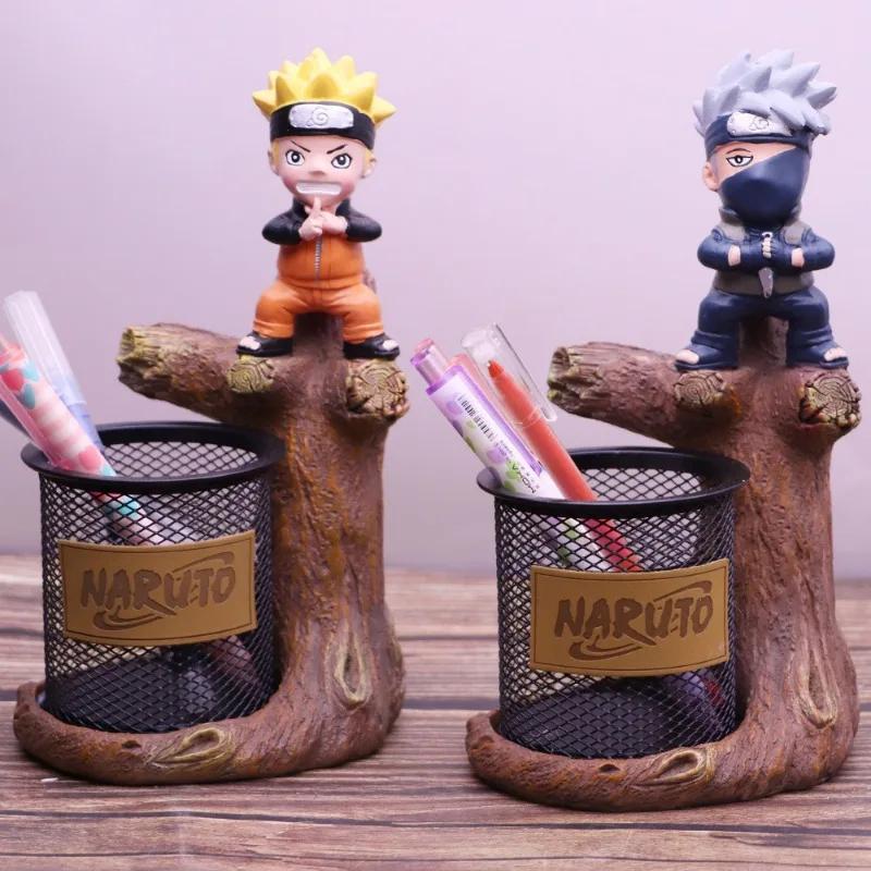 Anime Cartoon Naruto Charakter Harz Dekoration Desktop Aufbewahrung Stifthalter Kreatives Schülergeschenk Metallgitter Stifthalter