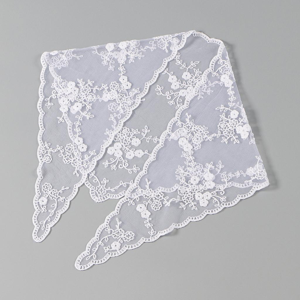 Eleganter Spitzenschal Aushöhlmuster Stickerei Foulard Bandana Einfarbig Dreieckstuch Dünne Vintage Taschentücher für Haare Frau