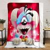 A Cartoon Character with Heart Shapes On a Sparkling Red Background. for All Seasons Blanket Lunch Break Throw Gift